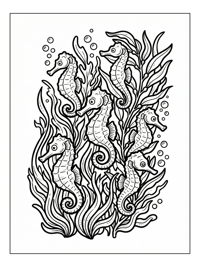 Seahorses Swim Among Underwater Plants
