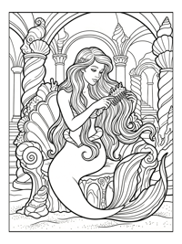 Little Mermaid Brushing Hair Underwater Palace