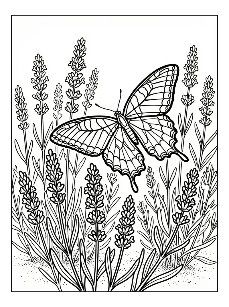 Swallowtail Butterfly Gliding Lavender Field