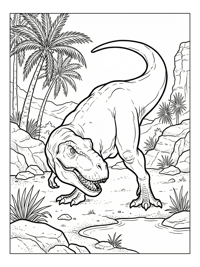 Tyrannosaurus Guarding Desert Oasis