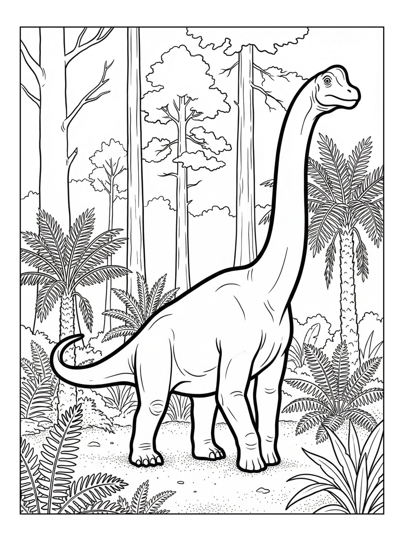 Brachiosaurus Standing In Jurassic Forest