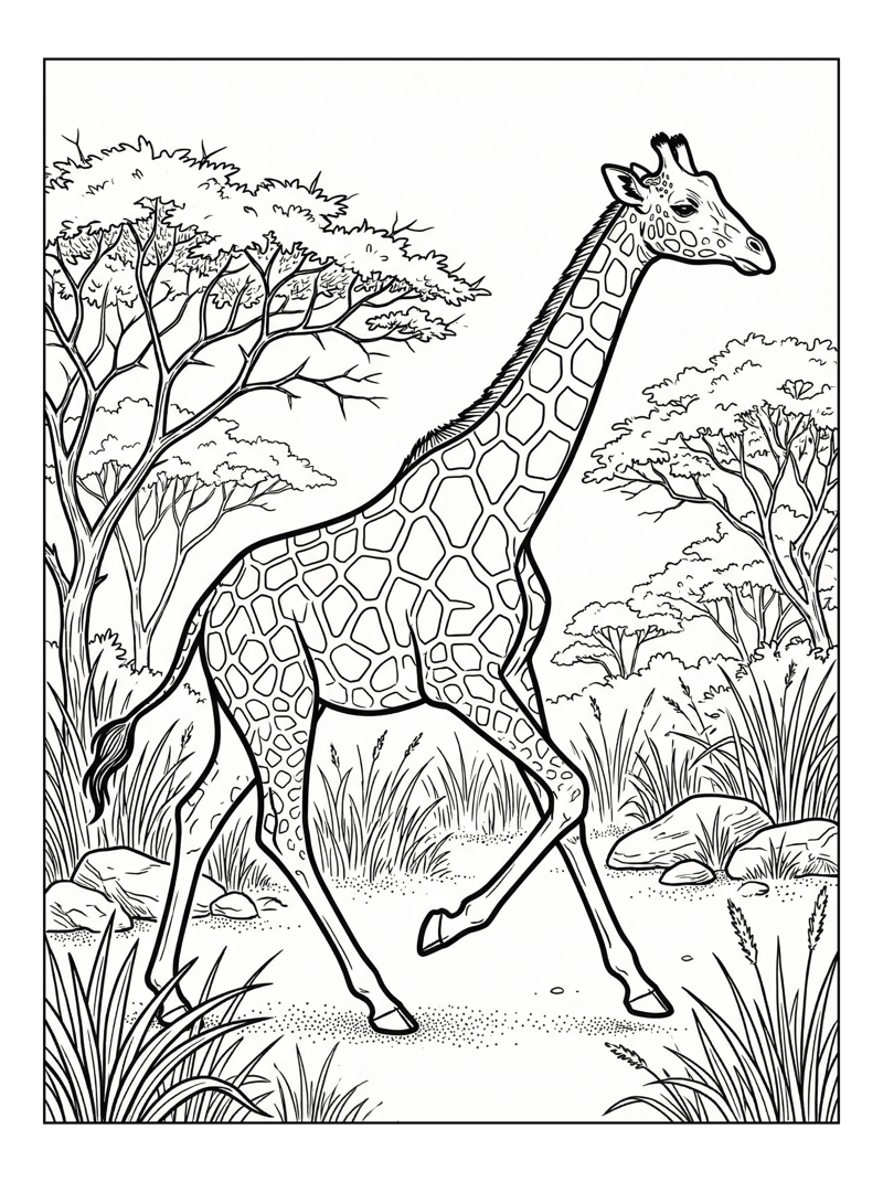 Reticulated Giraffe Striding Safari Park
