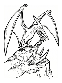 Pterodactyl Feeding Baby Rocky Outcrop