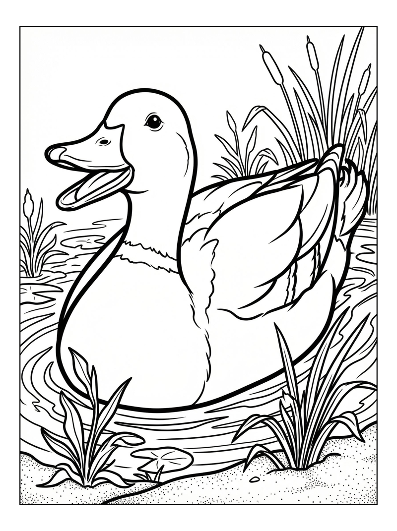 Mallard Duck Quacking In Pond
