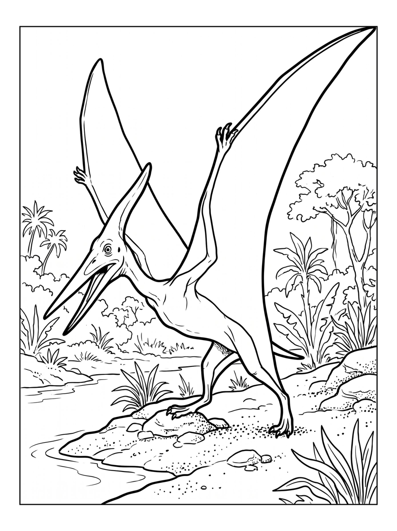 Pterodactyl Walking Ancient River