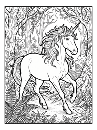 Unicorn Trotting Through Enchanted Forest