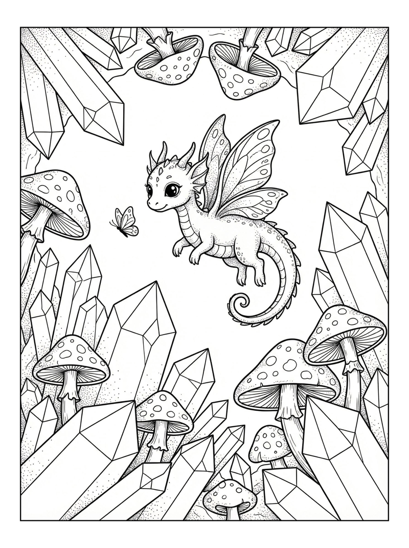 Fairy Dragon Chasing Butterfly In Cavern