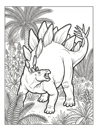 Father Stegosaurus Roaring In Meadow
