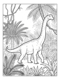 Juvenile Brachiosaurus Walking Tropical Jungle
