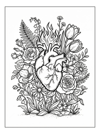 Flaming Heart In Flower Garden