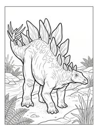 Stegosaurus Guarding River Bank Scene