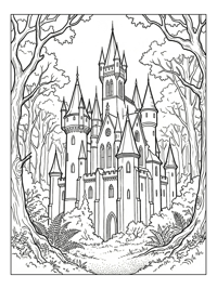 Gothic Castle Rising In Forest Clearing