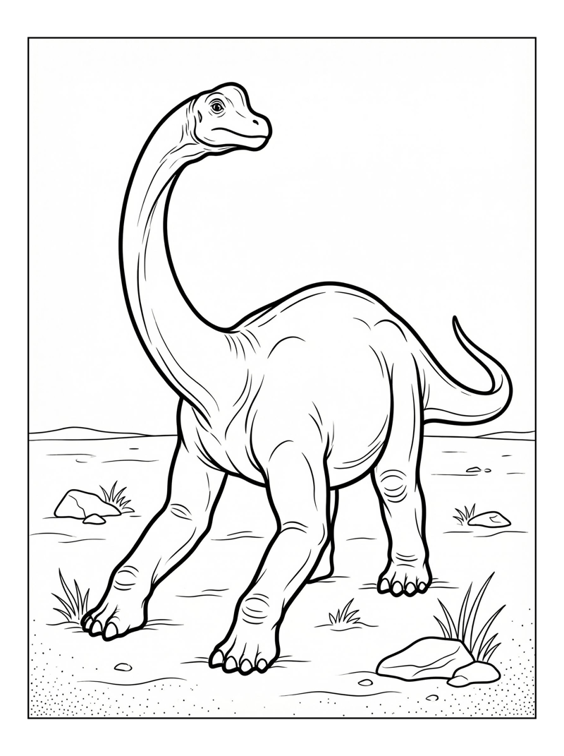 Baby Brachiosaurus Stretching In Plain