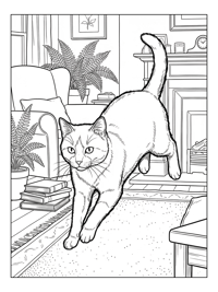 Tuxedo Cat Leaping In Living Room