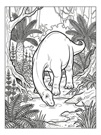 Juvenile Brachiosaurus Drinking Prehistoric Swamp