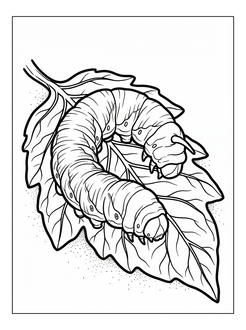 Tomato Hornworm Resting On Leaf