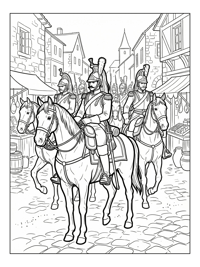 Heavy Cavalry Patrolling Village Square