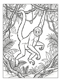Spider Monkey Hanging In Jungle Canopy