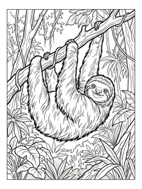 Two Toed Sloth Hanging In Jungle Trees