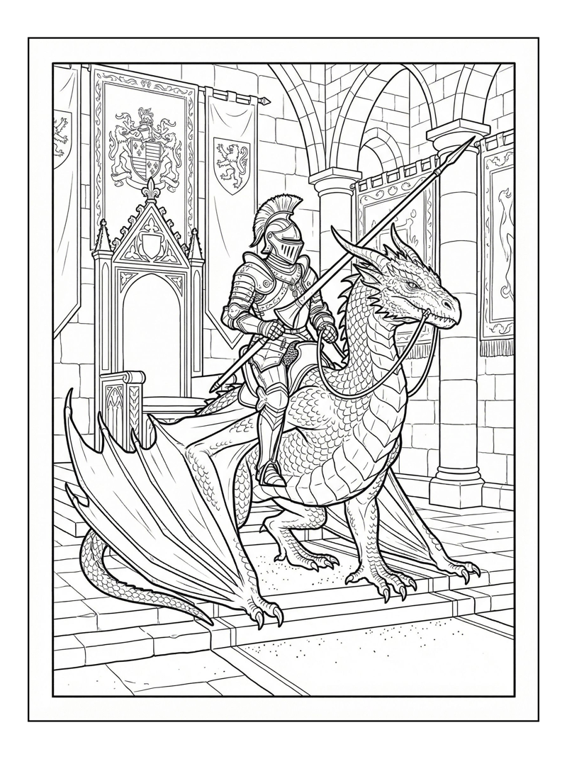 Dragon Knight Riding In Throne Room