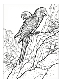 Parrot Perching On Mountain Cliff