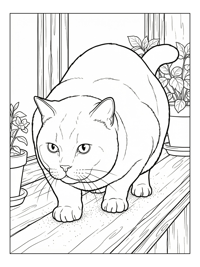 British Shorthair Cat Stalking On Window Sill