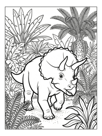 Baby Triceratops Walking In Jungle