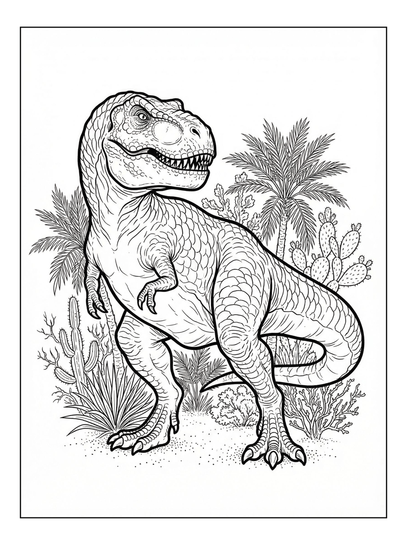 Tyrannosaurus Guarding Desert Oasis