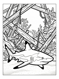 Blacktip Reef Shark Hunting Shipwreck