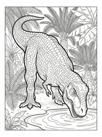 Tyrannosaurus Rex Drinking In Jungle