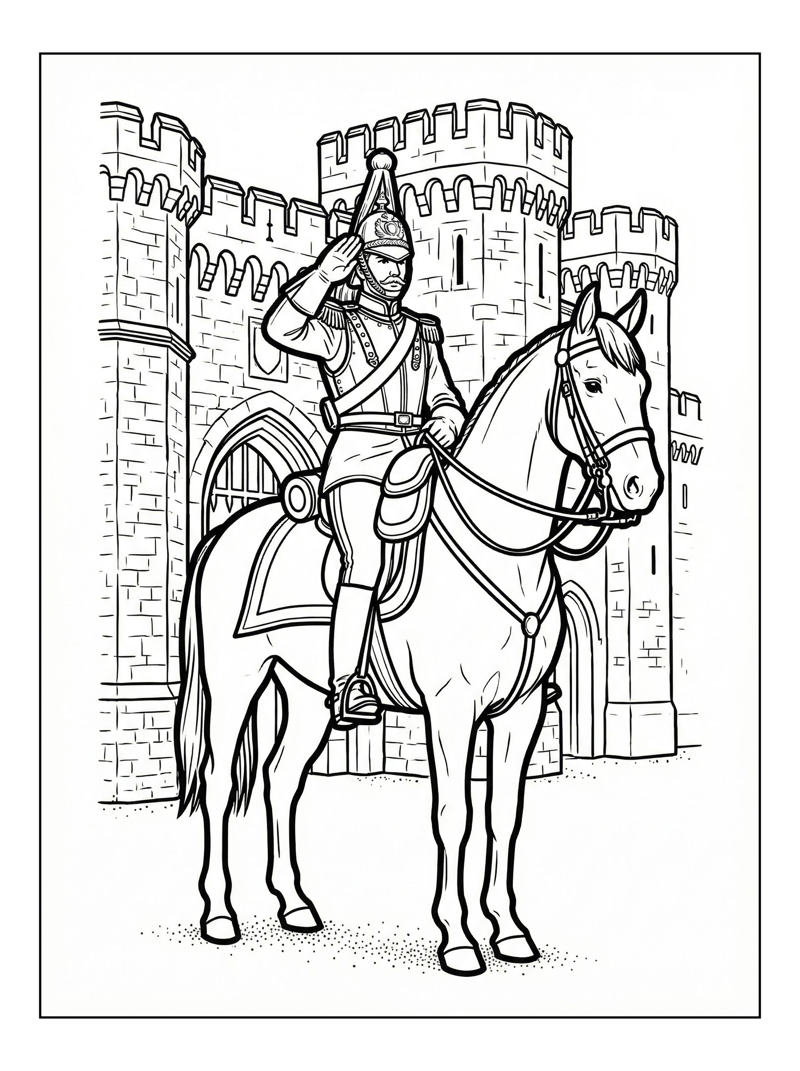 Cavalry Officer Saluting At Castle