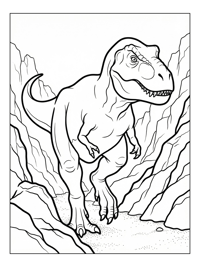 T-Rex Running Through Rocky Ridge