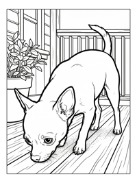 Chihuahua Sniffing On Front Porch