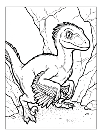 Hatchling Dinosaur Crouching In Ancient Cave