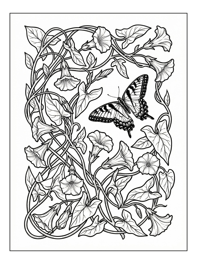 Eastern Tiger Swallowtail Butterfly Among Vines