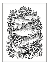 Six Salmon Fish In Coral Reef