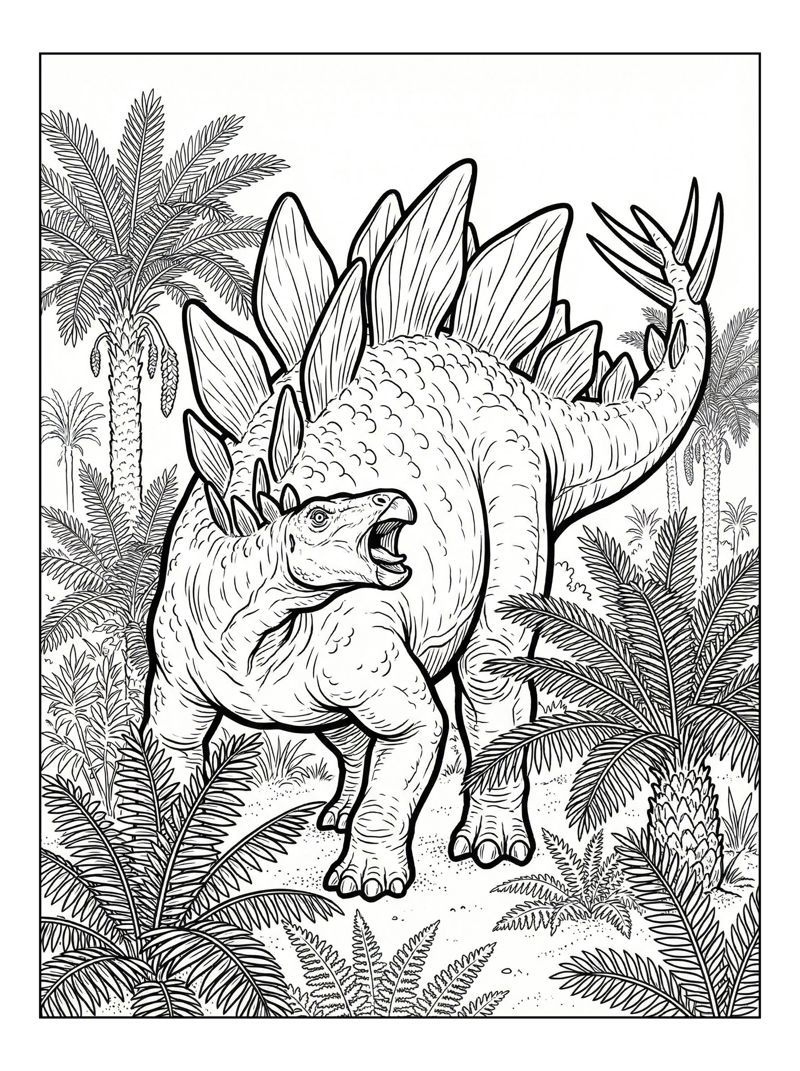 Stegosaurus Roaring In Fern Valley