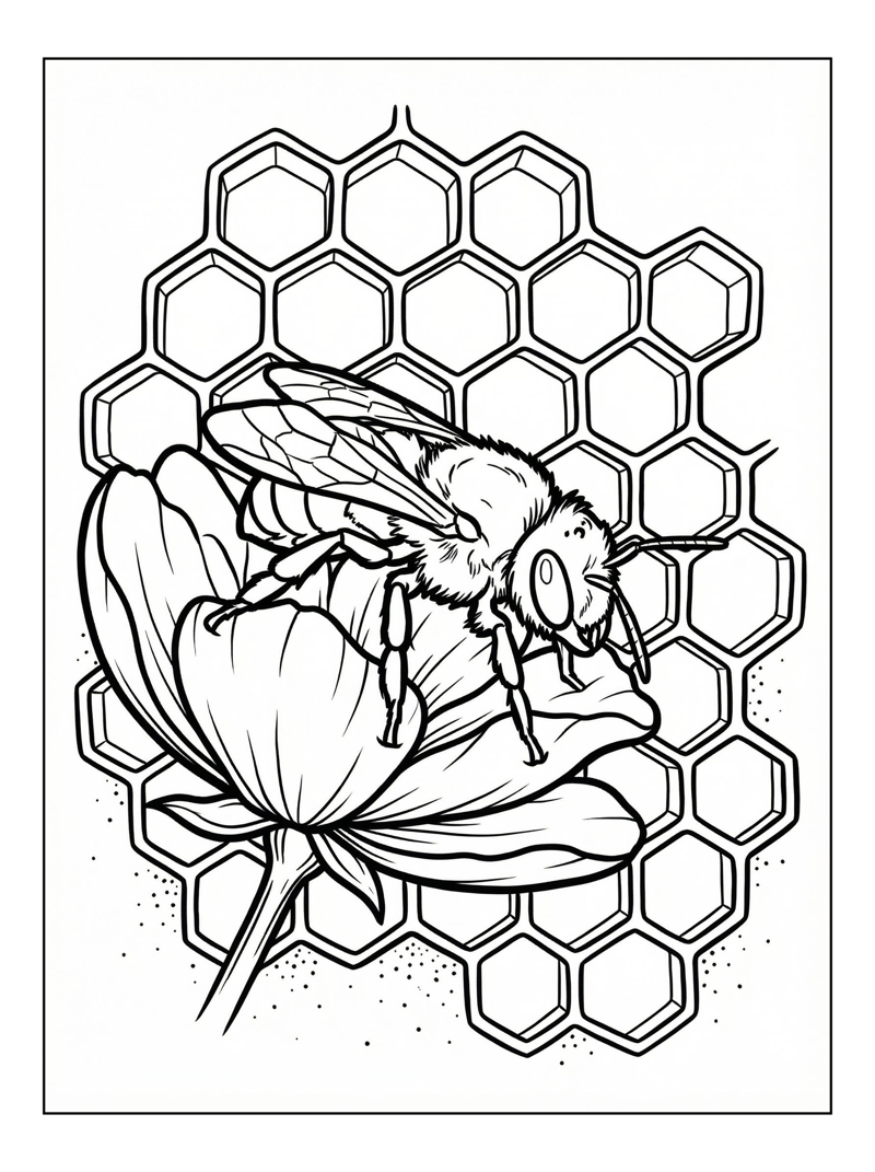 Mason Bee Crawling Petals Honeycomb