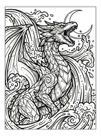 Crystal Scaled Dragon Roaring Moon Waterfall