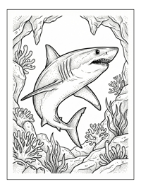 Mako Shark Swimming Deep Sea Cave