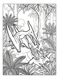 Pterodactyl Mother Feeding Her Babies In Jungle