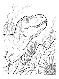 Tyrannosaurus Alert In Volcanic Landscape