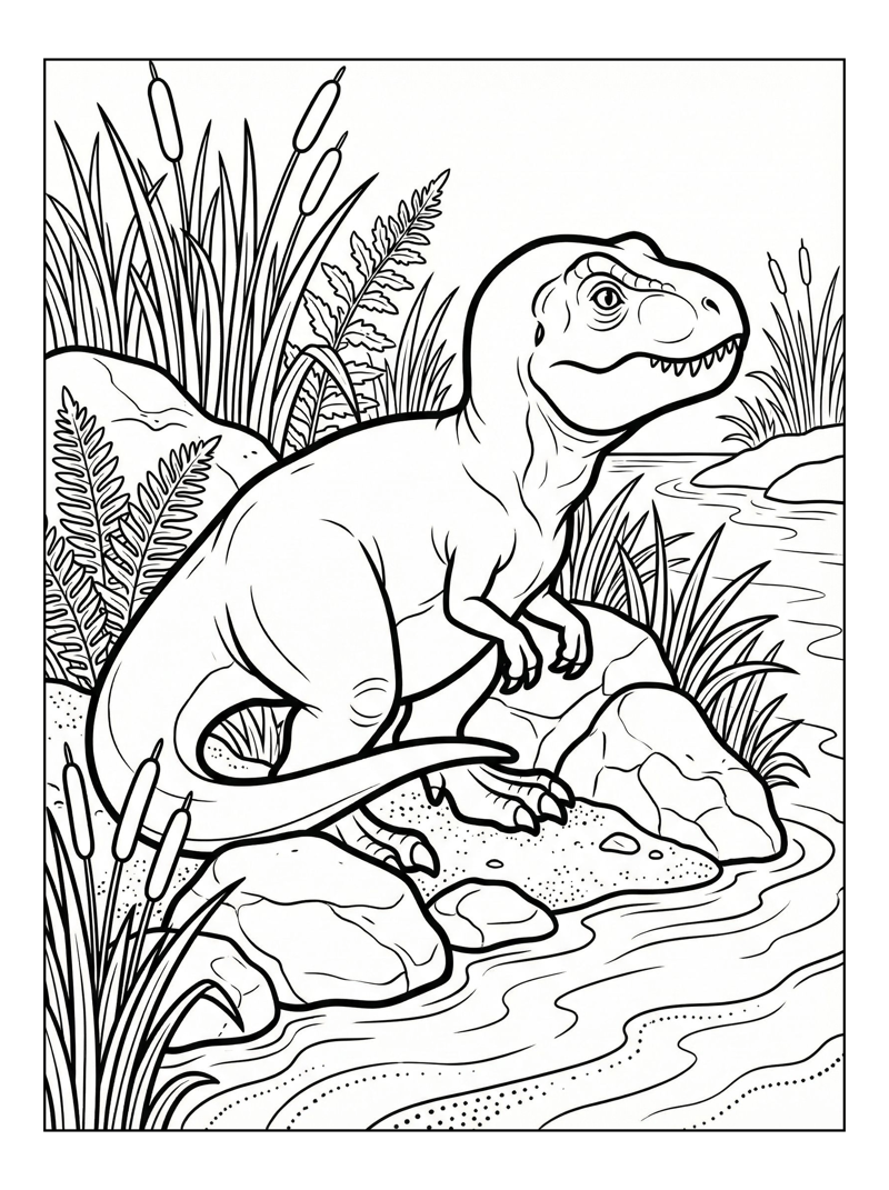 Baby T Rex Guarding Riverbank