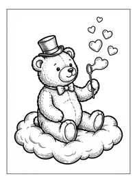Teddy Bear Blows Bubbles On Cloud