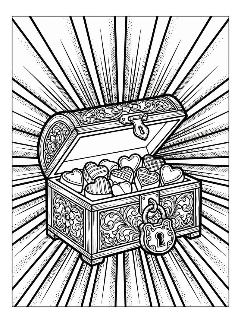 Heart Chocolates Fill Ornate Box
