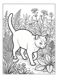 Tuxedo Cat Exploring Garden Path