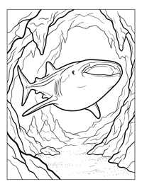 Whale Shark Exploring Underwater Cave