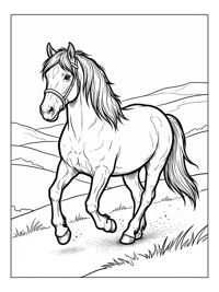 Horse Trotting In Rolling Meadows