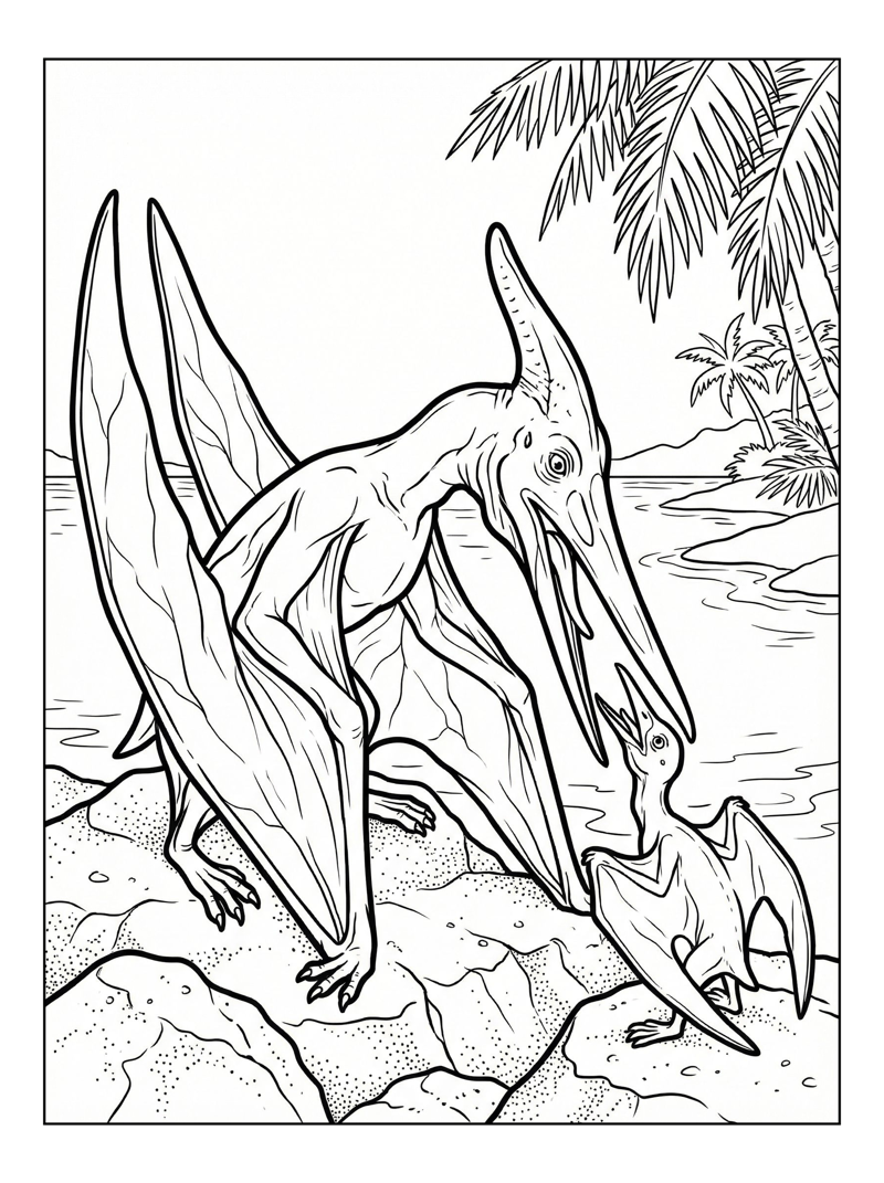 Pterodactyl Mother Feeding Baby Lagoon