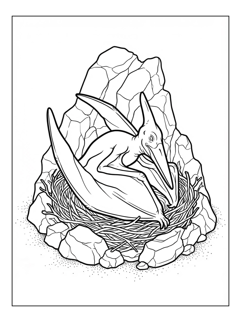 Pterodactyl Nesting Rocky Outcrop